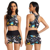 Bikini-Set mit hoher Taille, Sport-BH und bauchwegformender Boyshort